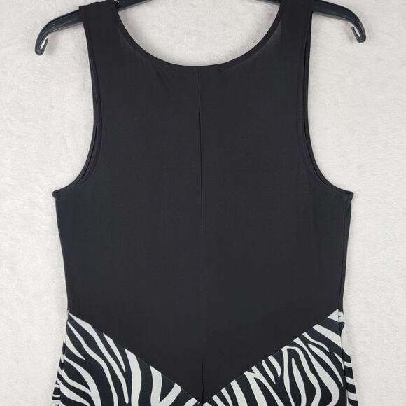 Whimsigoth XL Maxi Sun Dress Knit Pullover Sleeveless Black White Zebra Animal - Picture 5 of 9